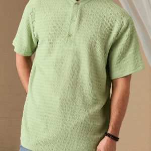 Manfinity KASUA Men Solid Color Single-Breasted Short Sleeve Shirt, SpringSummer