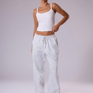 MUSERA Baggy Wide Leg Contrast Binding Joggers
