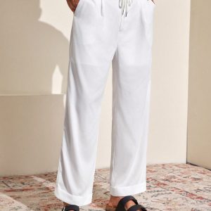 Manfinity KASUA Men??s Plain Simple Daily Casual Trousers, Dress Pants